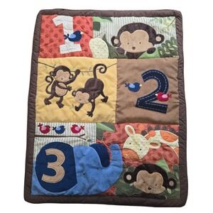 Jungle Animal Crib Quilt Blanket Play Mat Monkeys Elephant Alphabet Baby Nursery